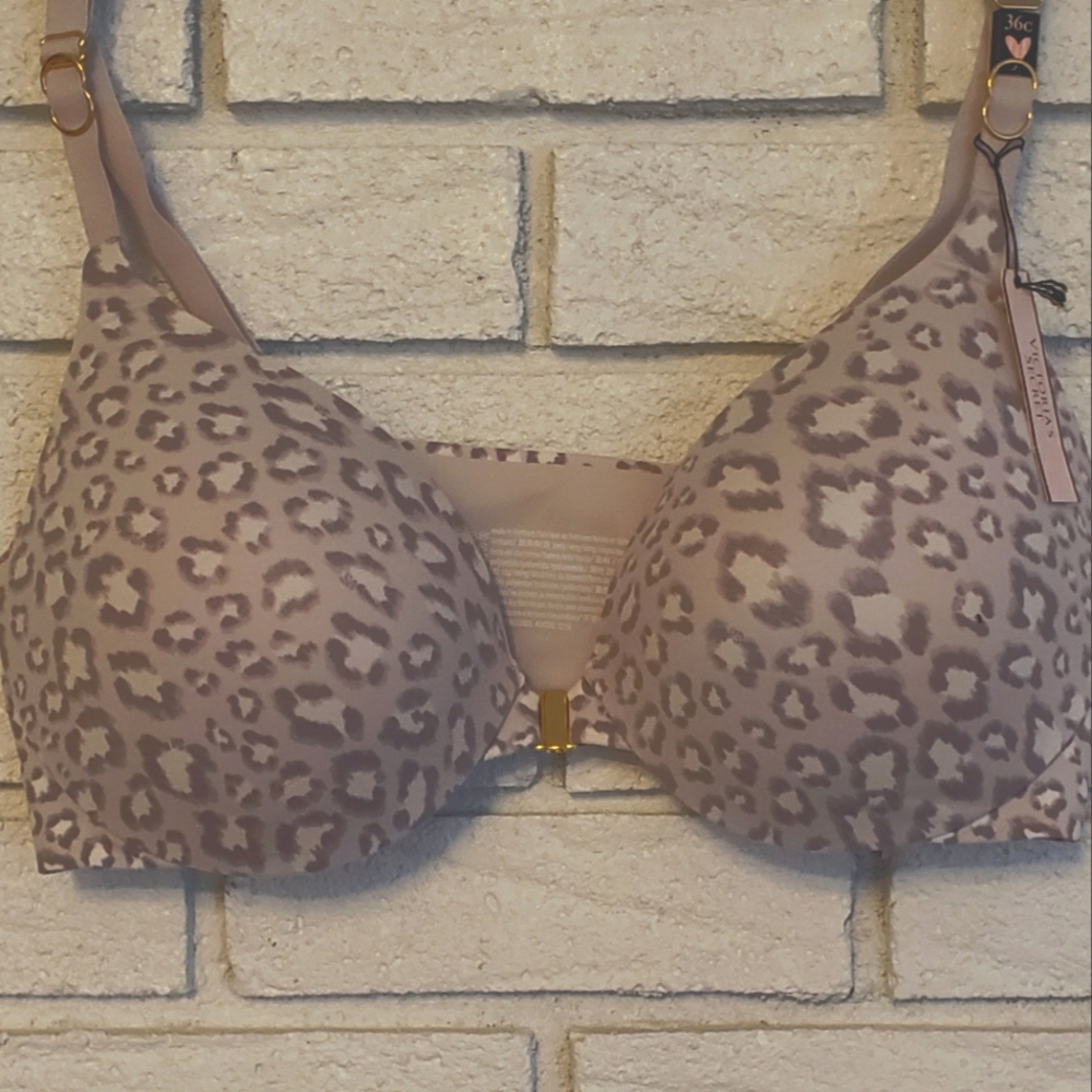 NWT Victoria's Secret leopard print front clasp bra 36C